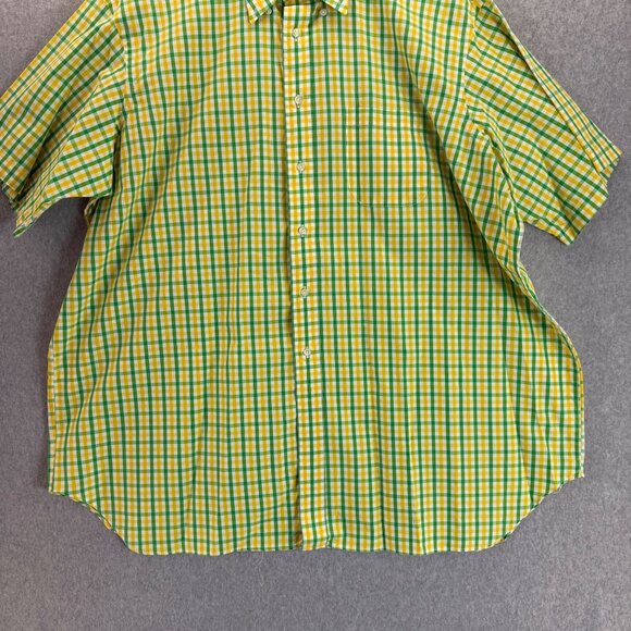 Maus & Hoffman Mens XXL Green‎ Yellow Gingham Short Sleeve Cotton Shirt Buttoned - Picture 8 of 15